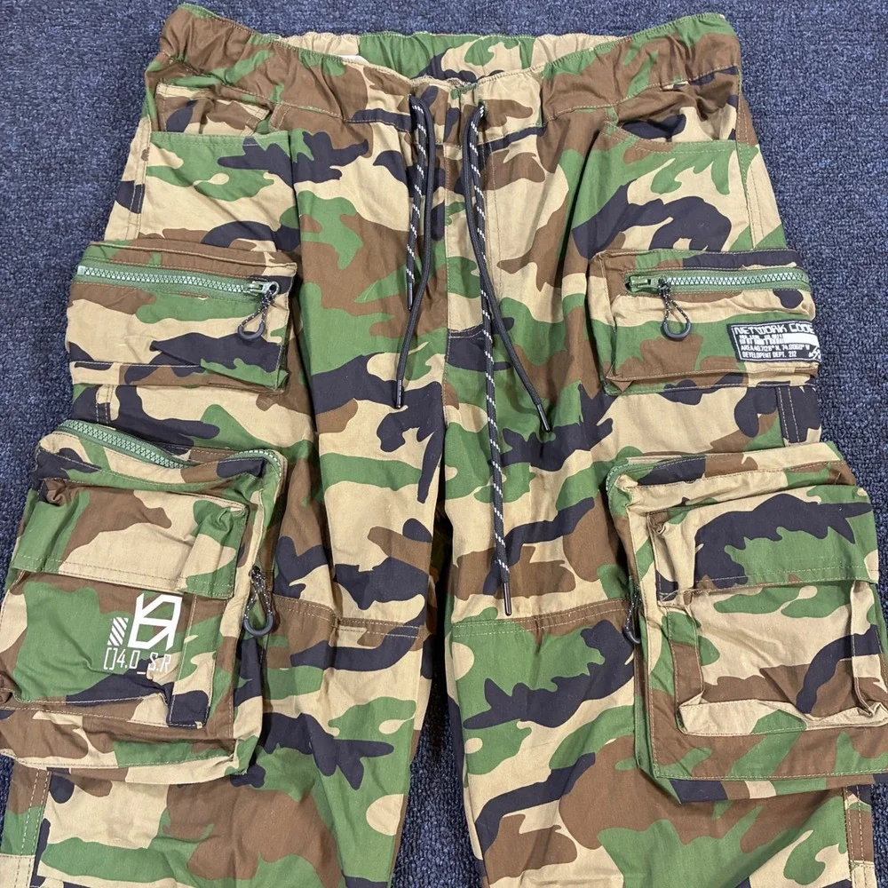 Smoke Rise Cargo Pants Mens Large Camo Tactical Utility Streetwear Multi Pocket